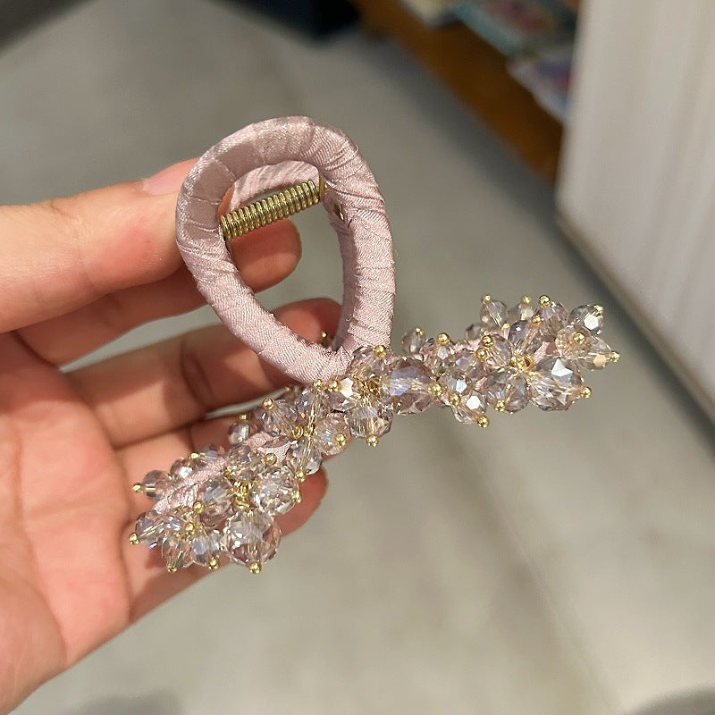 Crystal Flower Hair Claw Clip