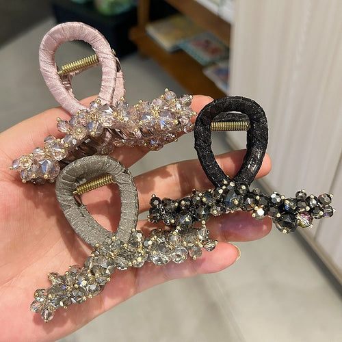 Crystal Flower Hair Claw Clip