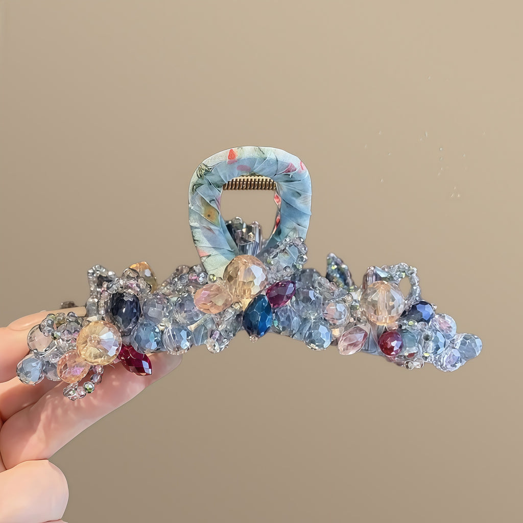 Pastel jeweled hair claw clip