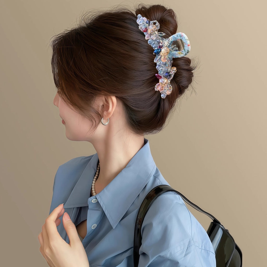 Pastel jeweled hair claw clip