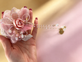 Pink butterfly hair comb decorative details