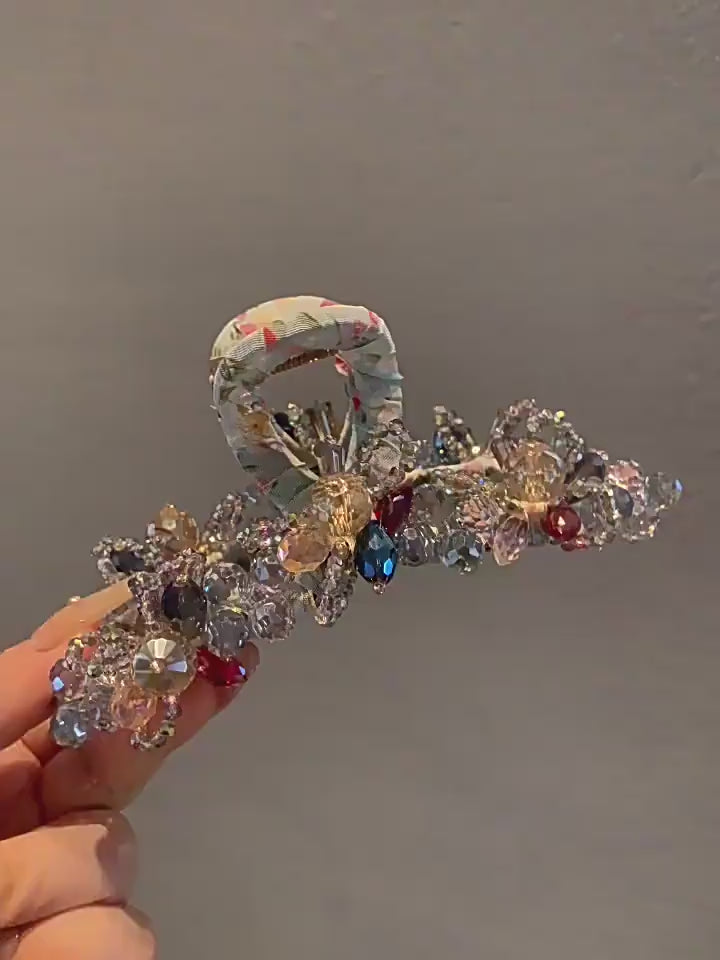 Pastel Jewel Floral Hair Claw Clip